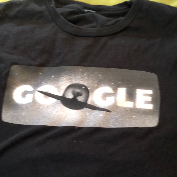 Black 100% cotton short sleeve t-shirt/ medium/ Google with 👽 alien in 🛸 - Picture 1 of 7
